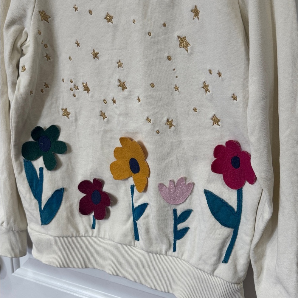 HANNA ANDERSSON GIRLS FLOWER APPLIQUÉ CREWNECK SWEATSHIRT 8 - Picture 3 of 8